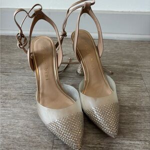 Gianni Bini Gold And Cream Sparkle Heels